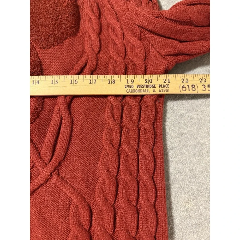 Disney Mickey Mouse Cable Knit Sweater Red Textured Crewneck Holiday Heavy Large